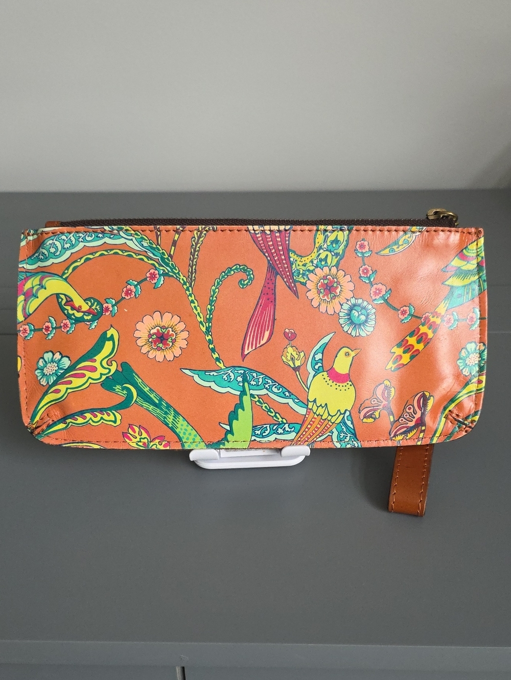 PATRICIA NASH Bird of Paradise Collection Orange Wristlet Clutch - Picture 5 of 9